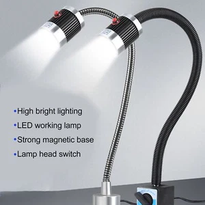 LED Machine Tool Lamp Flexible Gooseneck Magnet Base High Bright Soft White - Picture 1 of 18