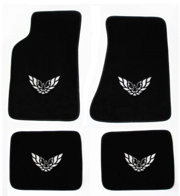 NEW! Carpet Floor Mats 1982-2002  PONTIAC FIREBIRD Embroidered Logo Silver All 4 - Image 1 of 4