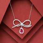 2.00 Ct Pear Cut Simulated Red Ruby Infinity Charm Pendant 14K White Gold Plated