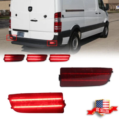 2X Red LED Rear Bumper Reflector Tail Signal Lights For 07-18 Benz Sprinter W90 - Image 1 of 4