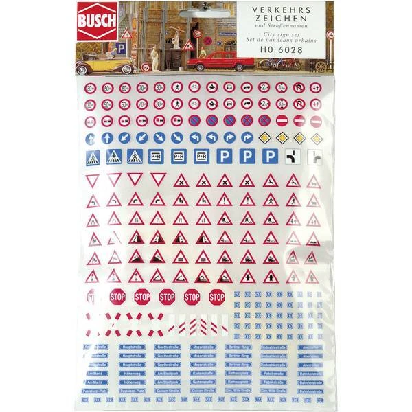Cartello stradale segnale di nome della strada numero civico h0 kit busch 6028 - Immagine 1 di 1