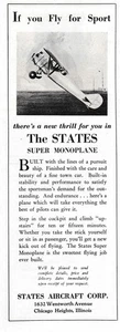 1931 States Super Monoplane Aircraft Ad 9/1/2025d - Bild 1 von 1