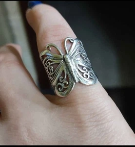 Anillo envolvente mariposa de plata de ley - Imagen 1 de 4