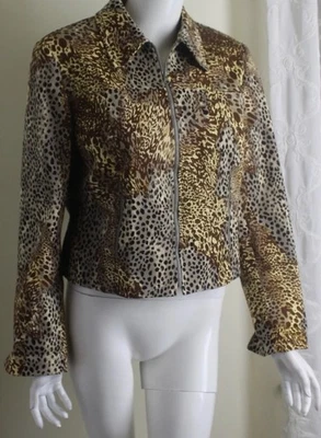 Chaqueta Blazer Carlisle Talla US 10 Estampado Animal Tejido Algodón Cremallera M L Foto 1 de 4