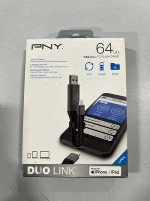 PNY DUO Link 64GB USB 3.0 OTG Flash Drive for iOS Devices and Computers - Gray - Image 1 of 2