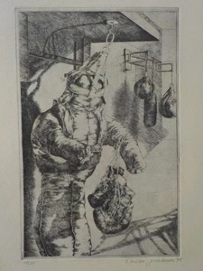 ALEXANDRA MÜLLER-JONTSCHEWA - Sport: Boxen. Radierung signiert 1979 + Beilage - Picture 1 of 2