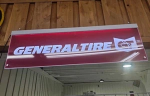 Lighted Dealer Sign General Tire GT Red White Letters Double Sided Hanging Sign - Picture 1 of 1