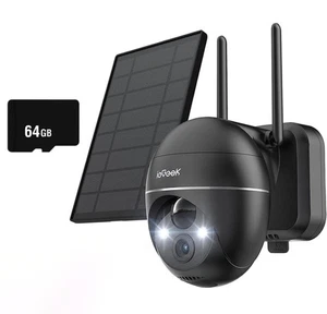 ieGeek 2K Telecamera di Sorveglianza Solare Esterno Batteria 355°/140° PTZ Wireless 4X Zoom - Foto 1 di 9