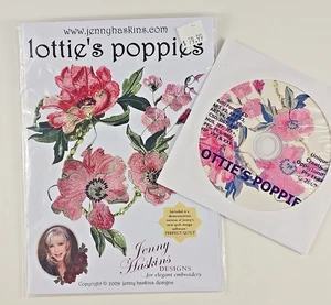 Lottie's Poppies Embroidery Pattern Jenny Haskins Design 40 Flower Designs w/ CD - Picture 1 of 6