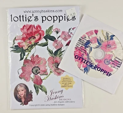 Lottie's Poppies Embroidery Pattern Jenny Haskins Design 40 Flower Designs w/ CD - Image 1 of 4