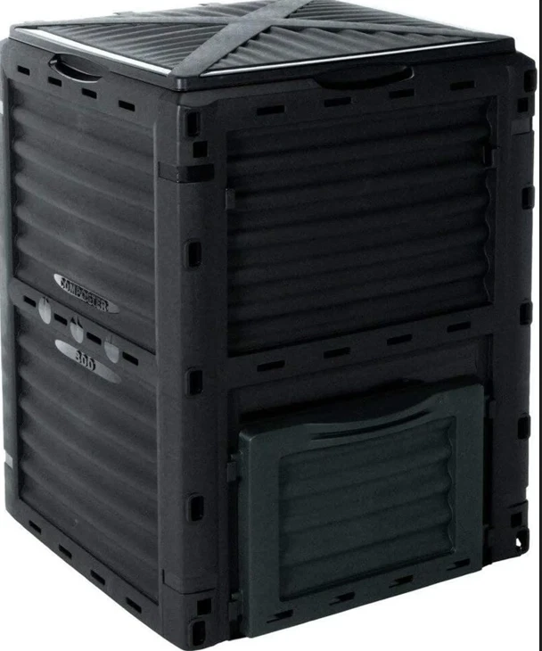 Komposter 300L mit Deckel – Dunkelgrün/Grau, Kunststoff Thermokomposter - Bild 1 von 1