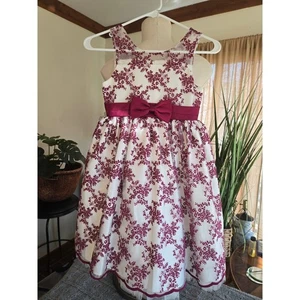 AMERICAN PRINCESS - Vestido de encaje floral blanco borgoña para niñas - Talla 7 - Imagen 1 de 13