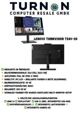 Lenovo ThinkVision T24v-20  23,8" Monitor - Bild 1 von 3