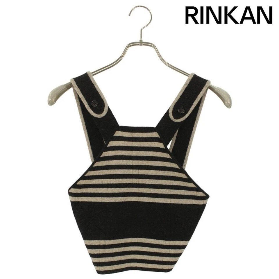 Camiseta sin mangas Miu Mmv299 a rayas con logotipo bordado mezcla de cachemir para mujer 36 usada 637c96 Foto 1 de 4