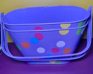 Schöne lebendige lila bunte gepunktete Metall Osterkörbe Aufbewahrung, 2 Stück - Bild 1 von 7