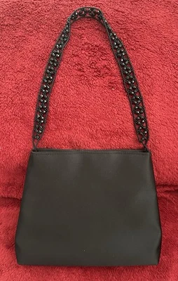 Bolso de hombro vintage Carlo Fellini negro satinado noche cierre a presión Foto 1 de 4