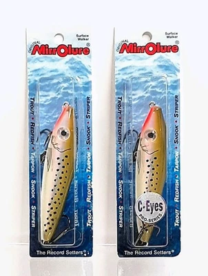 Señuelo MirrrOlure Serie C-EYES PRO CAMINANTE DE SUPERFICIE C85MR pesca de trucha DOS (2) NUEVO Foto 1 de 4