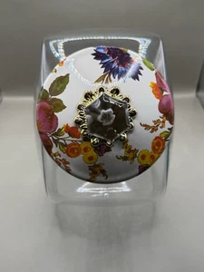 MACKENZIE-CHILDS FLOWER MARKET COOKIE JAR WHITE country garden canister enamel - Picture 1 of 6