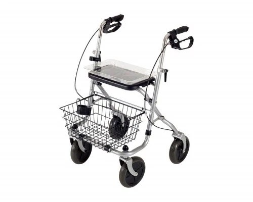 Drive Medical Migo 2G Rollator inkl. Stockhalter, Korb & Tablett Set - Silber (723600000)