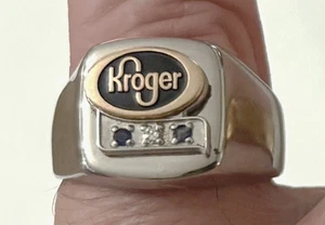 Vtg KROGER Employee Service Award Ring: Sapphires & Diamond; Size 12; Food Store - Picture 1 of 2