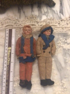 Antique Christmas Cotton Spun Sawdust Celluloid Boys/Uniform-Ornaments 6.5 Inch! - Image 1 of 4
