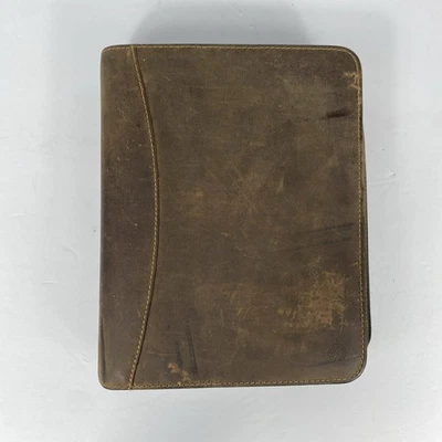 Franklin Covey Leather Zipper 7-Ring Binder Brown 8x10 Planner Vintage 1997 USA - Image 1 of 4