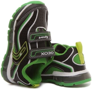 Geox J Kids Android Kids Two Strap Light Up Sneaker In Black Green Size US 10.5 - Picture 1 of 4