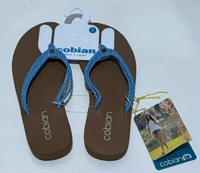 Sandalia Cobian Mujer Azul Leucadia Talla 7 LEC17-400-07 NUEVO Marrón Trenzado Chanclas Foto 1 de 4