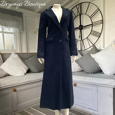 Abrigo Chaqueta de Vestir Largo de Tela Italiana Negro Per Una 12 Steampunk Estilo Vintage Foto 1 de 4