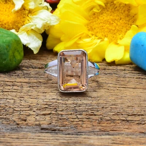 Graceful Morganite Gemstone 925 Sterling Silver Handmade Ring All Size - Picture 1 of 3