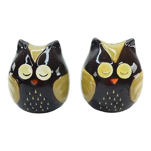 Owl Salt Pepper Shakers Sleeping Owls Brown S&P Essential Home - Picture 1 of 8