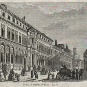 Milan : Château impérial - Le grand hôpital - Gravure de presse 1860 - Picture 1 of 2