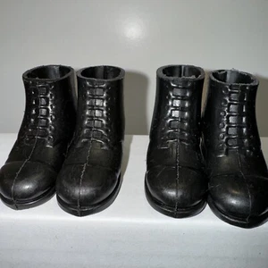 Vintage Action Man Palitoy Hasbro Original 2 Pairs Short Black Boots Dish Sole A - Picture 1 of 9
