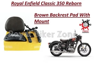 ROYAL ENFIELD Classic Reborn "PASSENGER BACK REST WITH Brown BACKREST PAD" - Picture 1 of 7