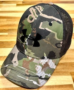 Under Armour Trucker Cap Mens One Size Black Camouflage Logo Adjustable Snapback - Picture 1 of 7