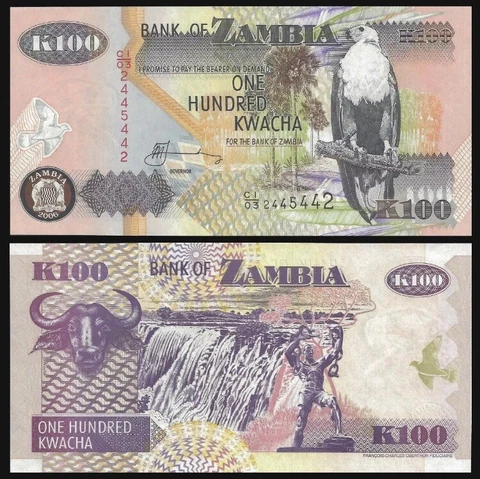 ZAMBIA 100 Kwacha, 2006, P-38, UNC World Currency Cover