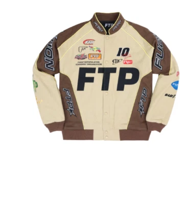 FTP Fuckthepopulation Pit Crew Jacket Tan Size XL New Racing Embroidered - Image 1 of 4
