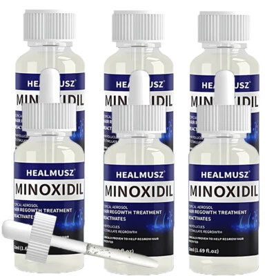 HEALMUSZ 6 Stück MINOXIDIL 5% Lösung Haarwachstum FÜR MÄNNER 6 Monats-Vorrat 300ML