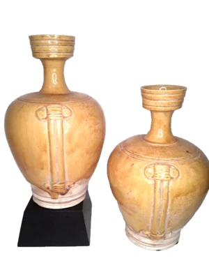 Chinese Liao style Amber Glazed Urns with white clay body - Image 1 of 4