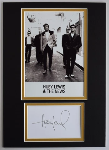 Huey Lewis Signed Autograph A4 photo display News Music Singer COA AFTAL Cover