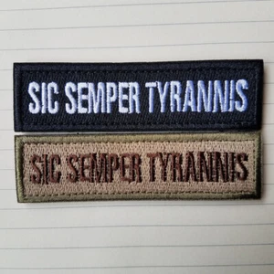 2 piezas Sic Semper Tyrannis Tab Gancho Táctico Sometido Parche Bucle Insignia Bordada - Imagen 1 de 3