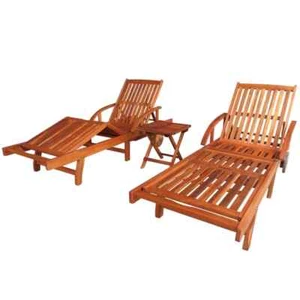 3-tlg. Massivholz Sonnenliege Tisch Set Gartenliege Strandliege Akazie vidaXL - Bild 1 von 11