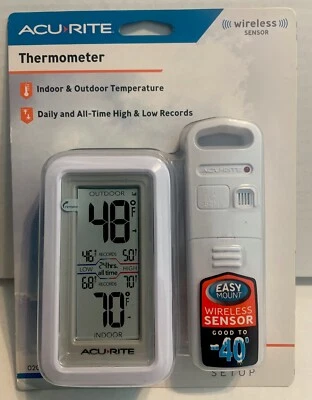 AcuRite Digital Thermometer model 02049 with Indoor/Outdoor Temperature White - Image 1 of 4