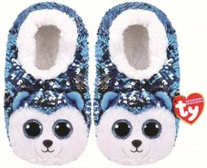 TY BEANIE BABIES SLUSH HUSKY SEQUIN SLIPPERS MEDIUM LARGE NEW WITH TAGS - Picture 1 of 1