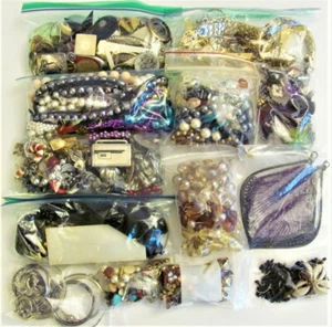 Lot of 3+ lbs VTG Rhinestone Mixed Broken Craft Jewelry Bead Single Earring Junk - Picture 1 of 8