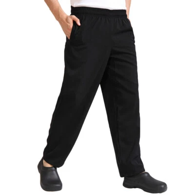 Men Work Pants All-black loose pants Loose Working Clothes Durable Chef Pants - Image 1 of 4