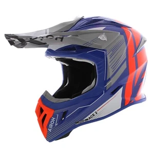Airoh Aviator ACE 2 Engine, gloss Grey Blue Orange, Offroad MX Helmet, ECE22.06 - Picture 1 of 8