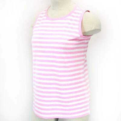 TALBOTS Plus Linen Blend Pink Striped Sleeveless Tank Tee Top 0X Petite - Image 1 of 4