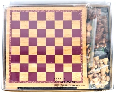 Woodfield Collection 2 In One Wood Chess & Checkers Game 2004 Cardinal - Image 1 of 4