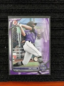 Papel Bowman Zac Veen # 15/199 - 2022 - Paralelo púrpura - Imagen 1 de 2